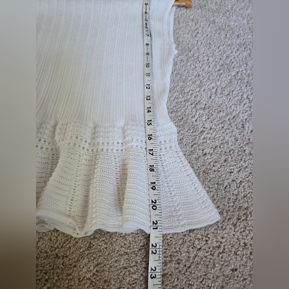 White House Black Market Womens XS mock Neck Sleeveless White Knit Peplum Top - Picture 5 of 7